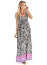 Сарафан "Глэдис" черный с розовым принтом